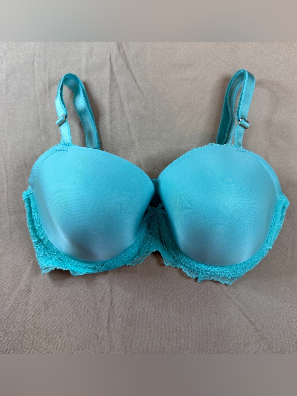 Victoria's Secret Bright Teal Lace-Trim Dream Angels Lined Demi Bra